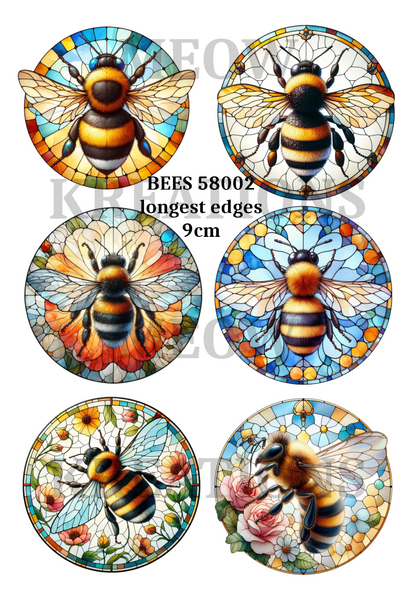 Bee Stained Glass Decoupage Rice Paper - BEES 58002