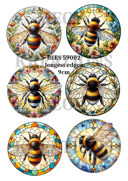 Bee Stained Glass Decoupage Rice Paper - BEES 59002