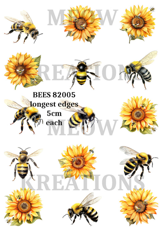 Bee & Sunflower Decoupage Rice Paper - BEES 82005