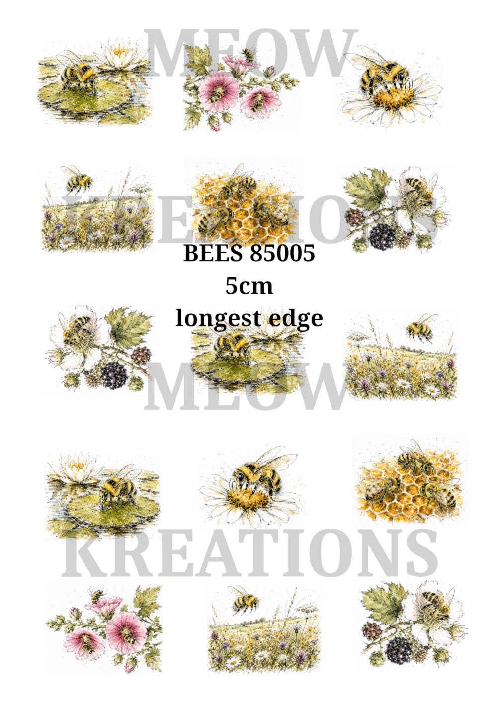 Bee Mixed Collage Decoupage Rice Paper - BEES 85005