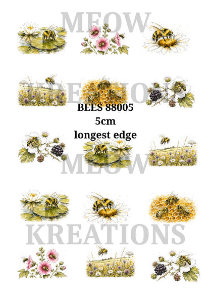 Bee Mixed Collage Decoupage Rice Paper - BEES 88005