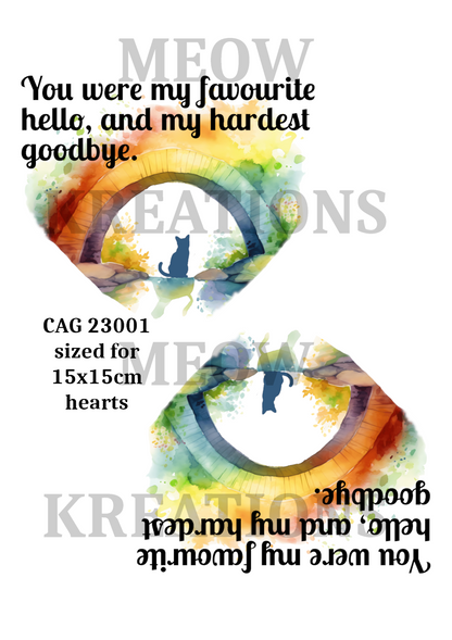 Rainbow Bridge Cat Memorial Decoupage Rice Paper - CAG 23001
