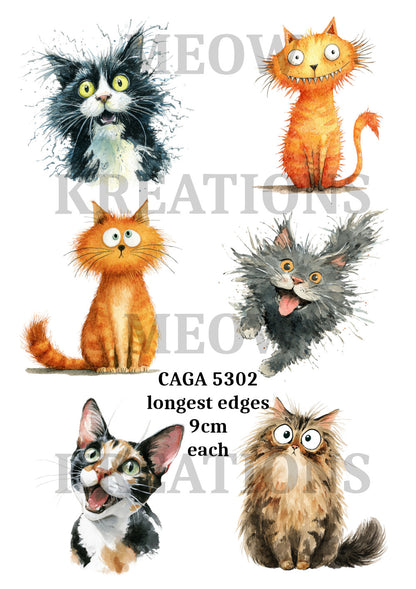 Quirky Funny Cats Decoupage Rice Paper - CAGA 5302