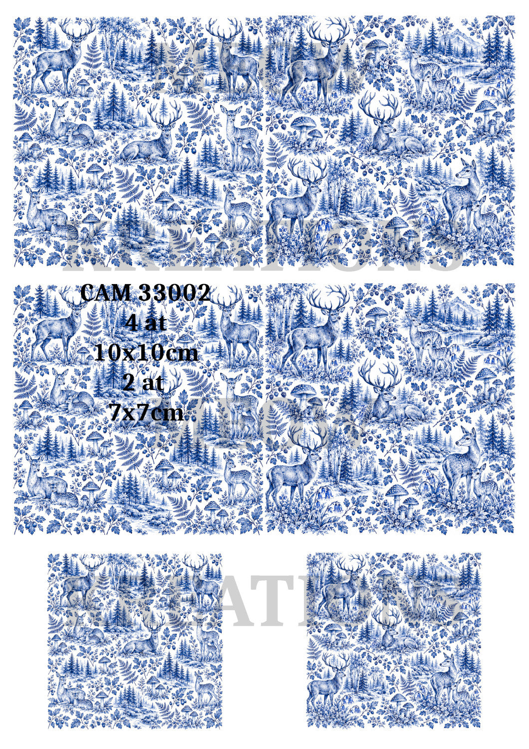 Blue Woodland Deer & Stags Coasters Decoupage Rice Paper - CAM 33002