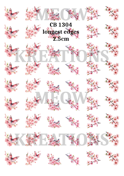 Pink Cherry Blossom & Butterflies Decoupage Rice Paper – CB 1304
