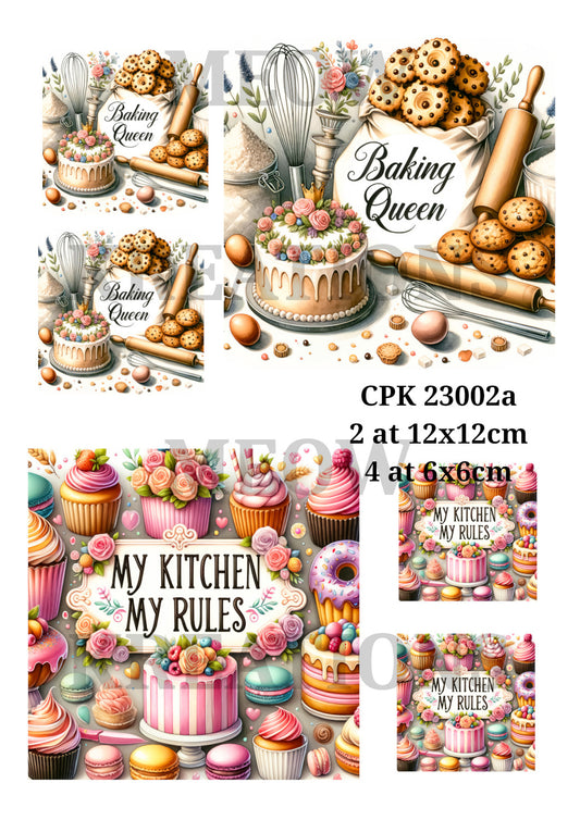 Baking Queen & My Kitchen My Rules Cake Design Decoupage Rice Paper - CPK 23002a