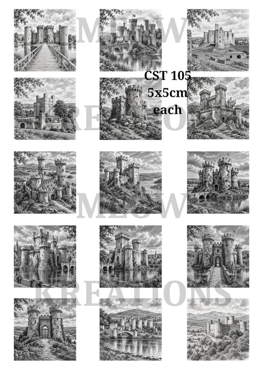 Black & White Castle Collection Decoupage Rice Paper - CST 105