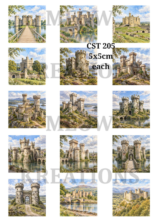 Water Colour Castle Collection Decoupage Rice Paper - CST 205