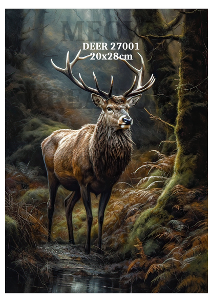 Stag in Forest Woodland Decoupage Rice Paper - DEER 27001