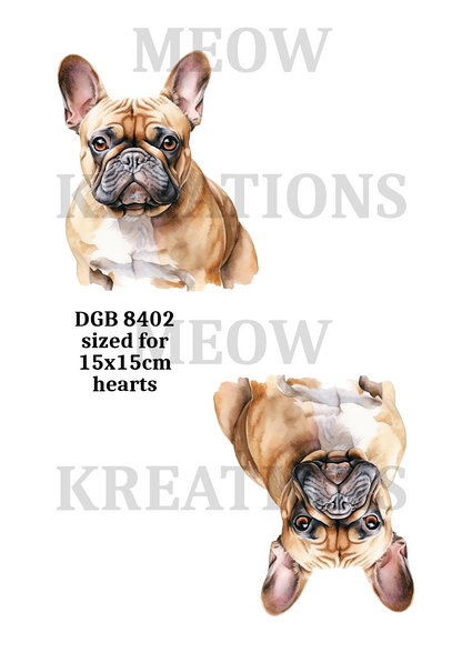 French Bulldog Watercolour Decoupage Rice Paper - DGB 8402