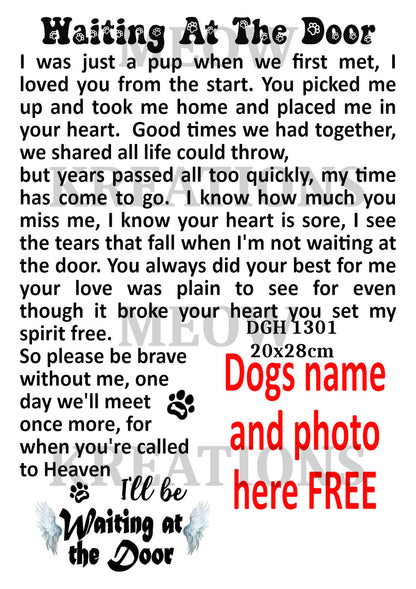 Dog Memorial & Free Personalisation Decoupage Rice Paper - DGH 1301