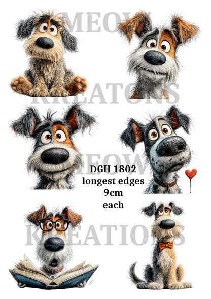 Quirky Dog Funny Decoupage Rice Paper - DGH 1802