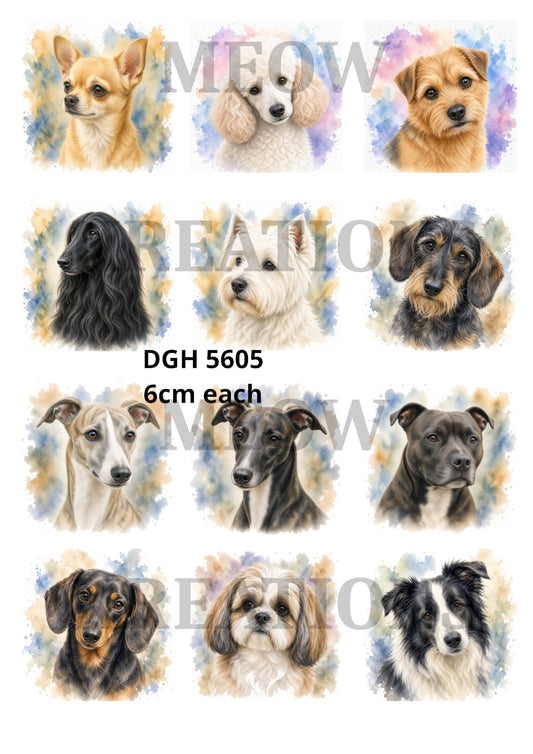 Assorted Dog Breeds Decoupage Rice Paper - DGH 5605