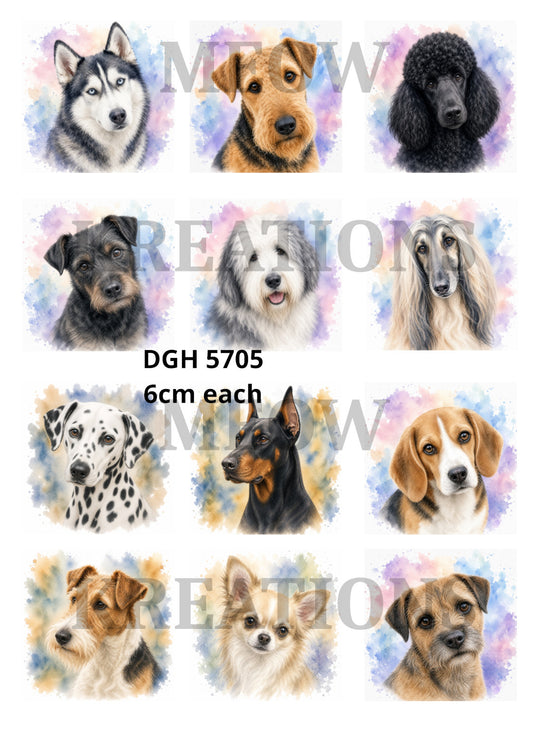 Assorted Dog Breeds Decoupage Rice Paper - DGH 5705