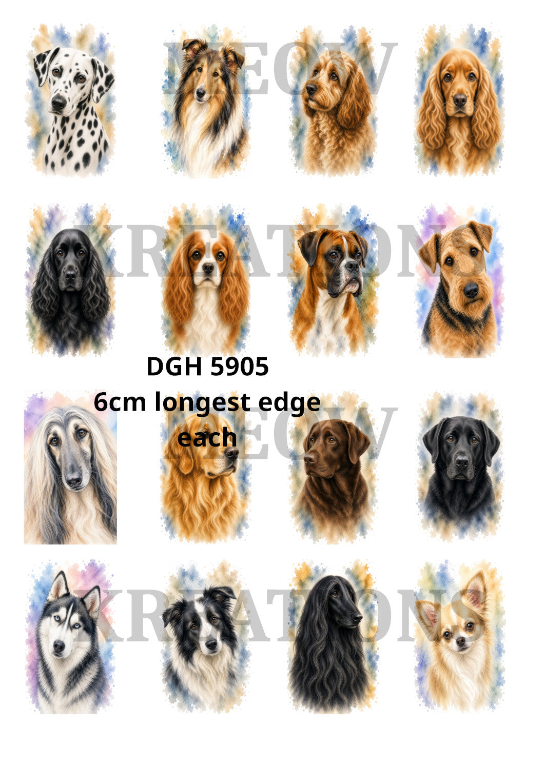Assorted Dog Breeds Decoupage Rice Paper - DGH 5905