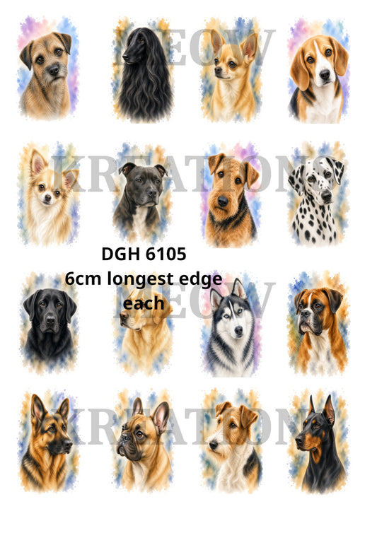 Assorted Dog Breeds Decoupage Rice Paper - DGH 6105