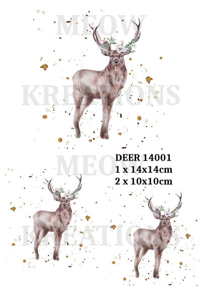 Watercolour Stag Decoupage Rice Paper - DEER 14001