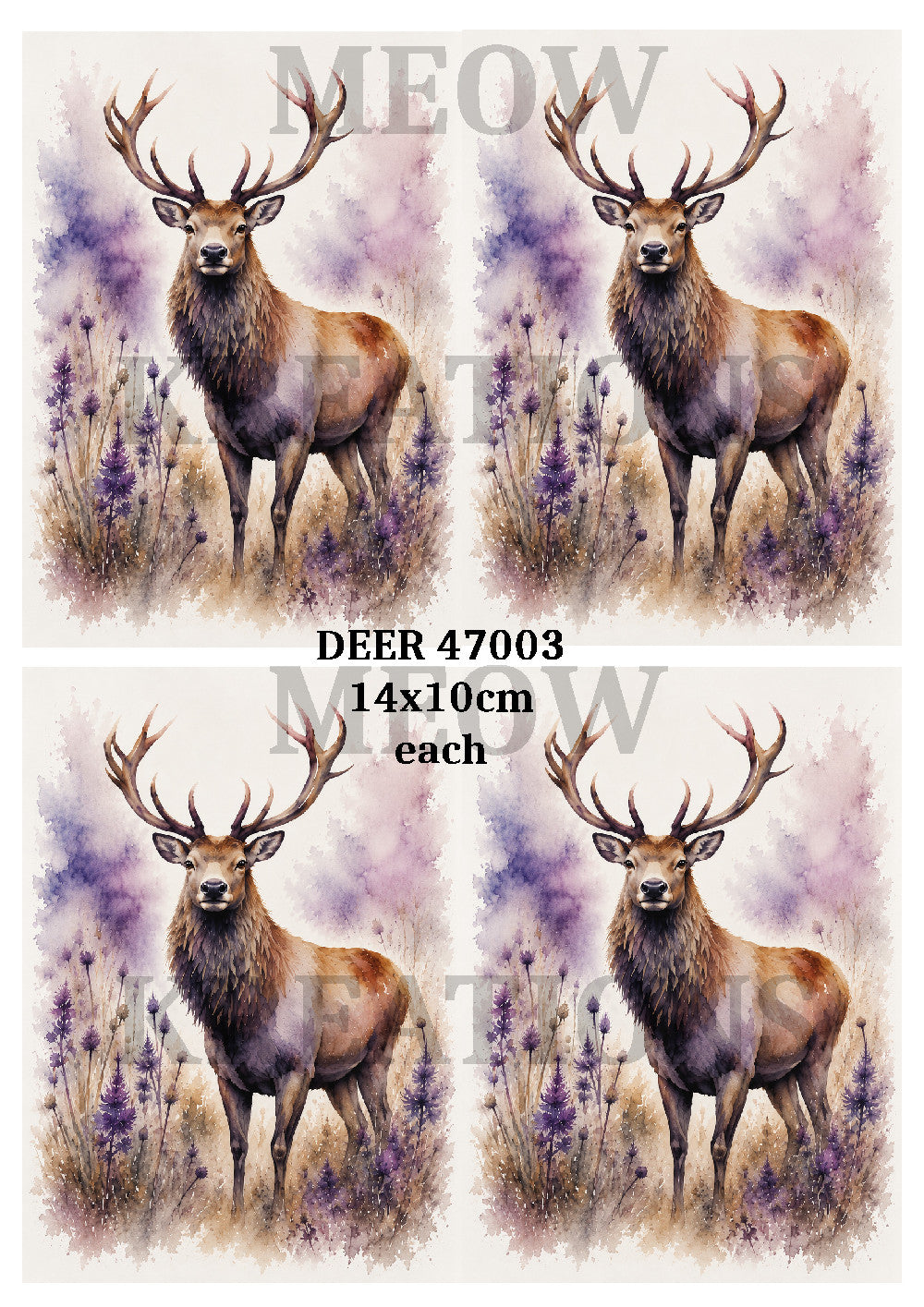 Majestic Stag Decoupage Rice Paper, Woodland Deer & Wildflowers - DEER 47003