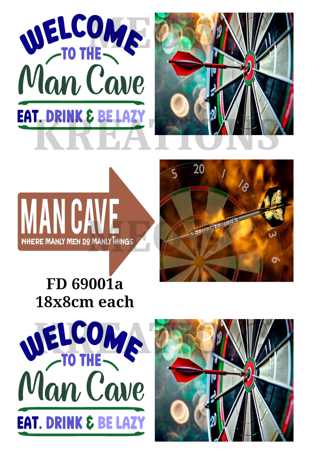 Father's Day Man Cave Darts Decoupage Rice PaperFD 69001a