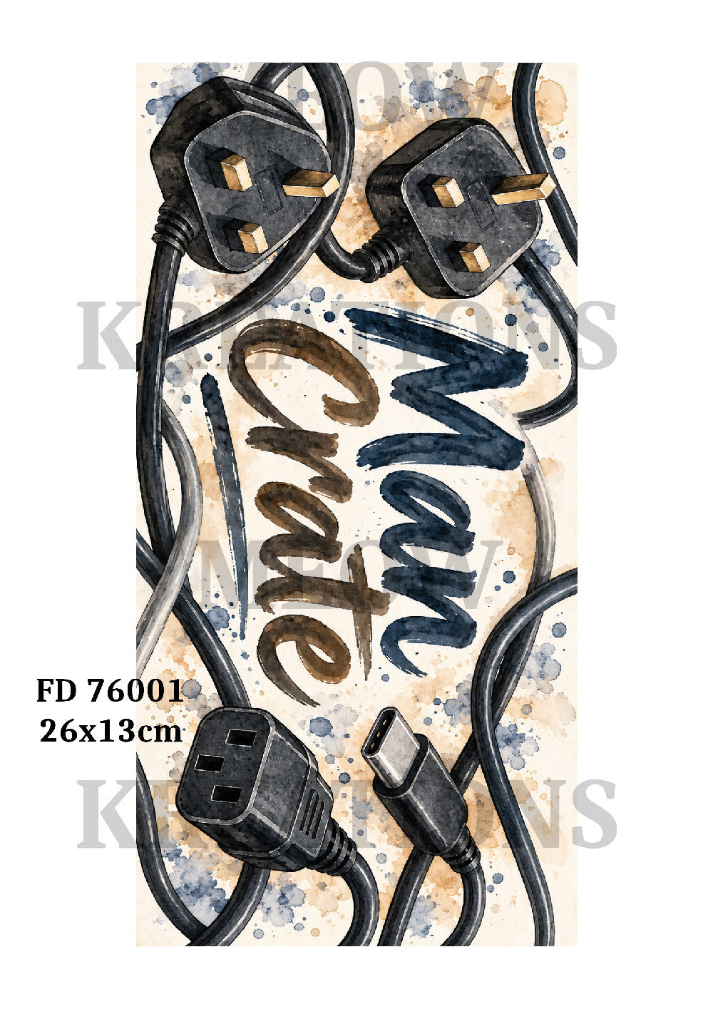 Man Crate Electrical Plugs & Cables Decoupage Rice Paper - FD 76001