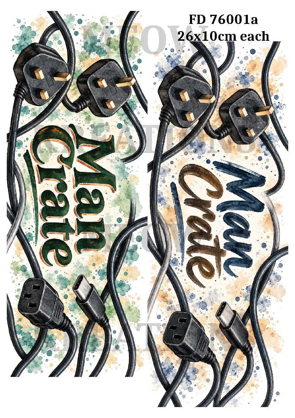 Man Crate Electrical Plugs & Cables Decoupage Rice Paper - FD 76001a