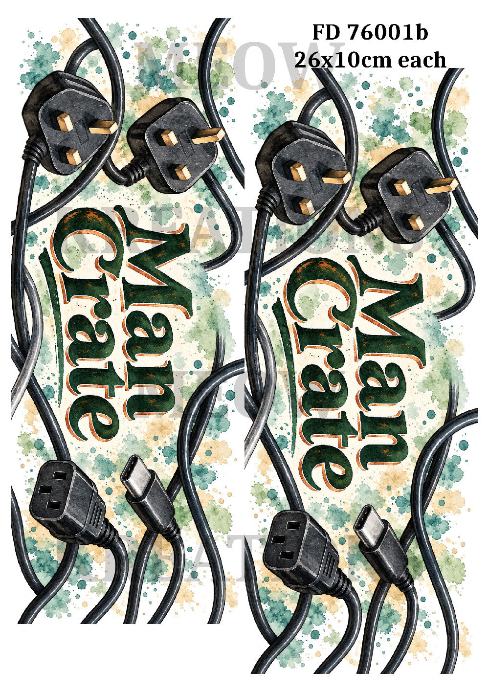 Man Crate Electrical Plugs & Cables Decoupage Rice Paper - FD 76001b
