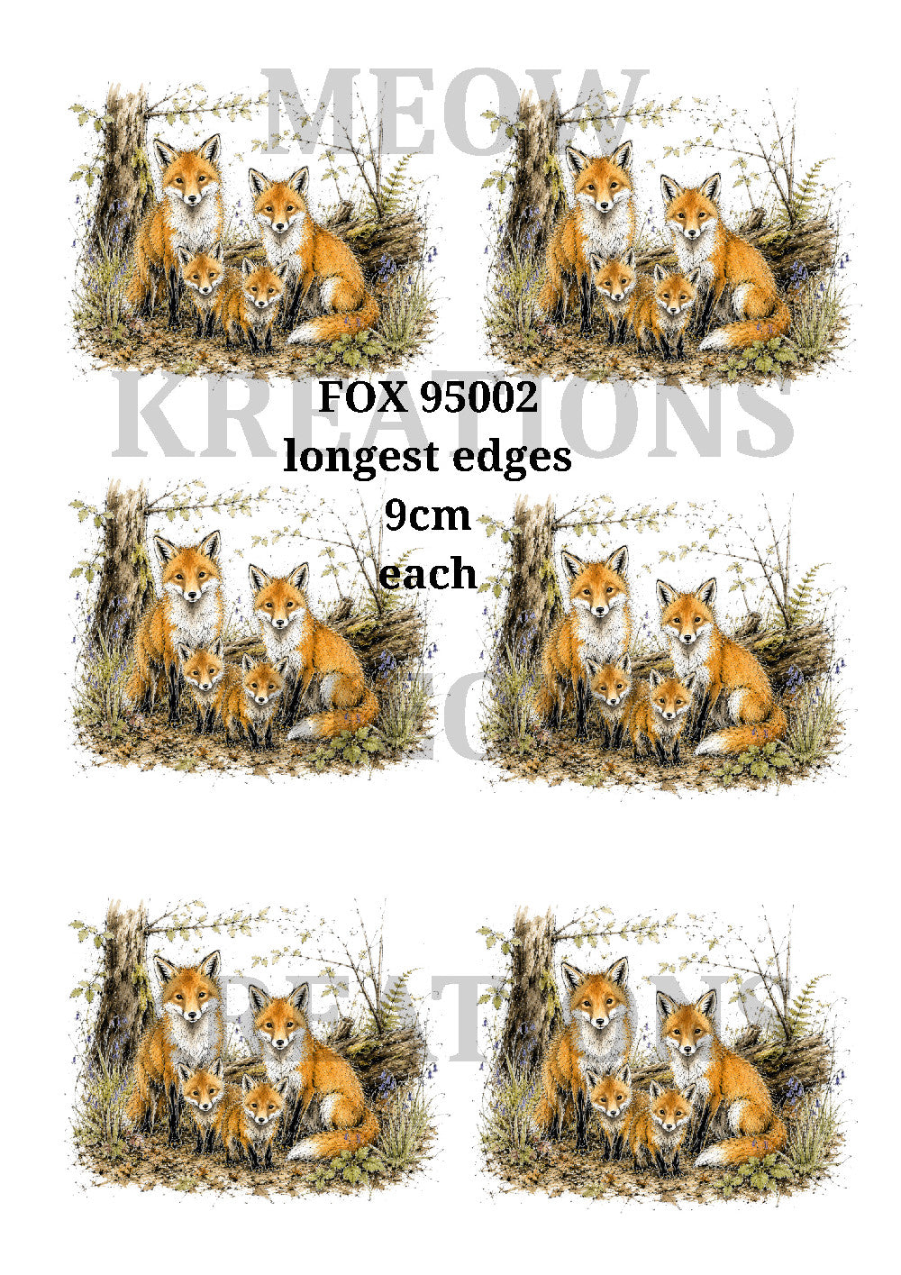 Fox Family Woodland Decoupage Rice Paper – FOX 95002