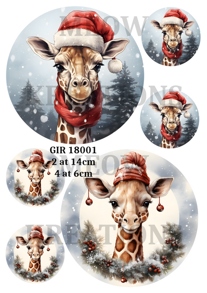 Christmas Giraffes in Santa Hats Decoupage Rice Paper –GIR 18001