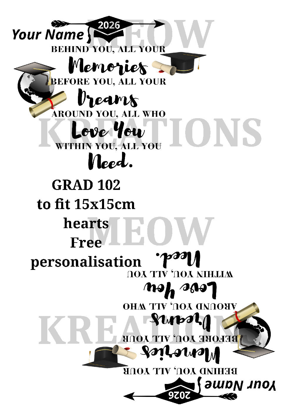 Graduation 2026 Celebration Words Decoupage Rice Paper - GRAD 102