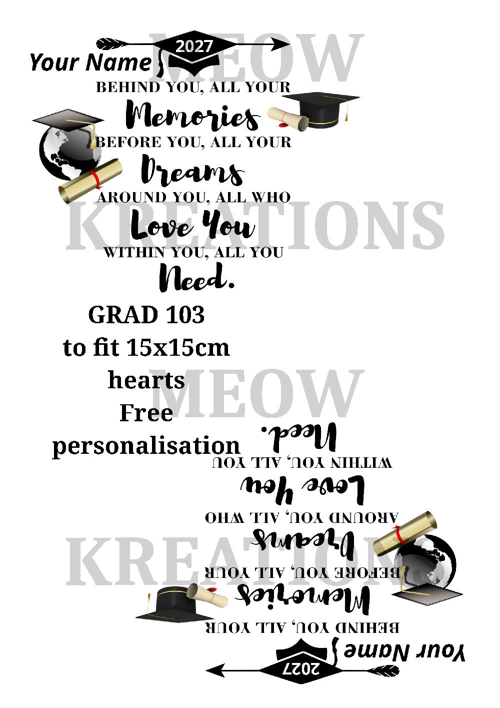 Graduation 2027 Celebration Words Decoupage Rice Paper - GRAD 103