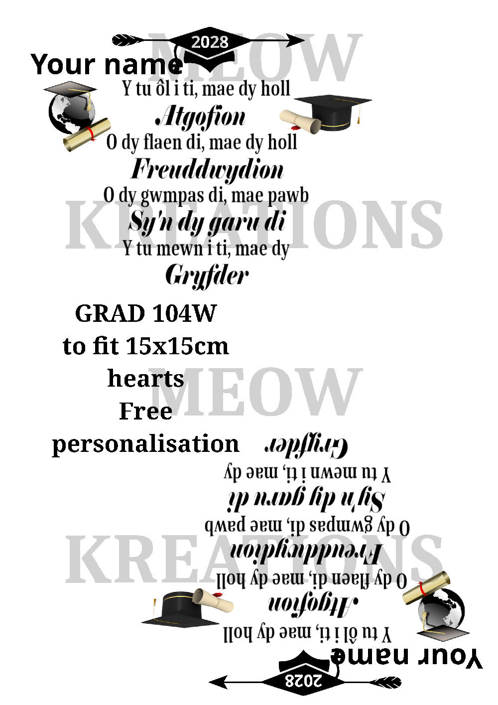 Graduation 2028 Celebration Welsh Words Decoupage Rice Paper - GRAD 104W
