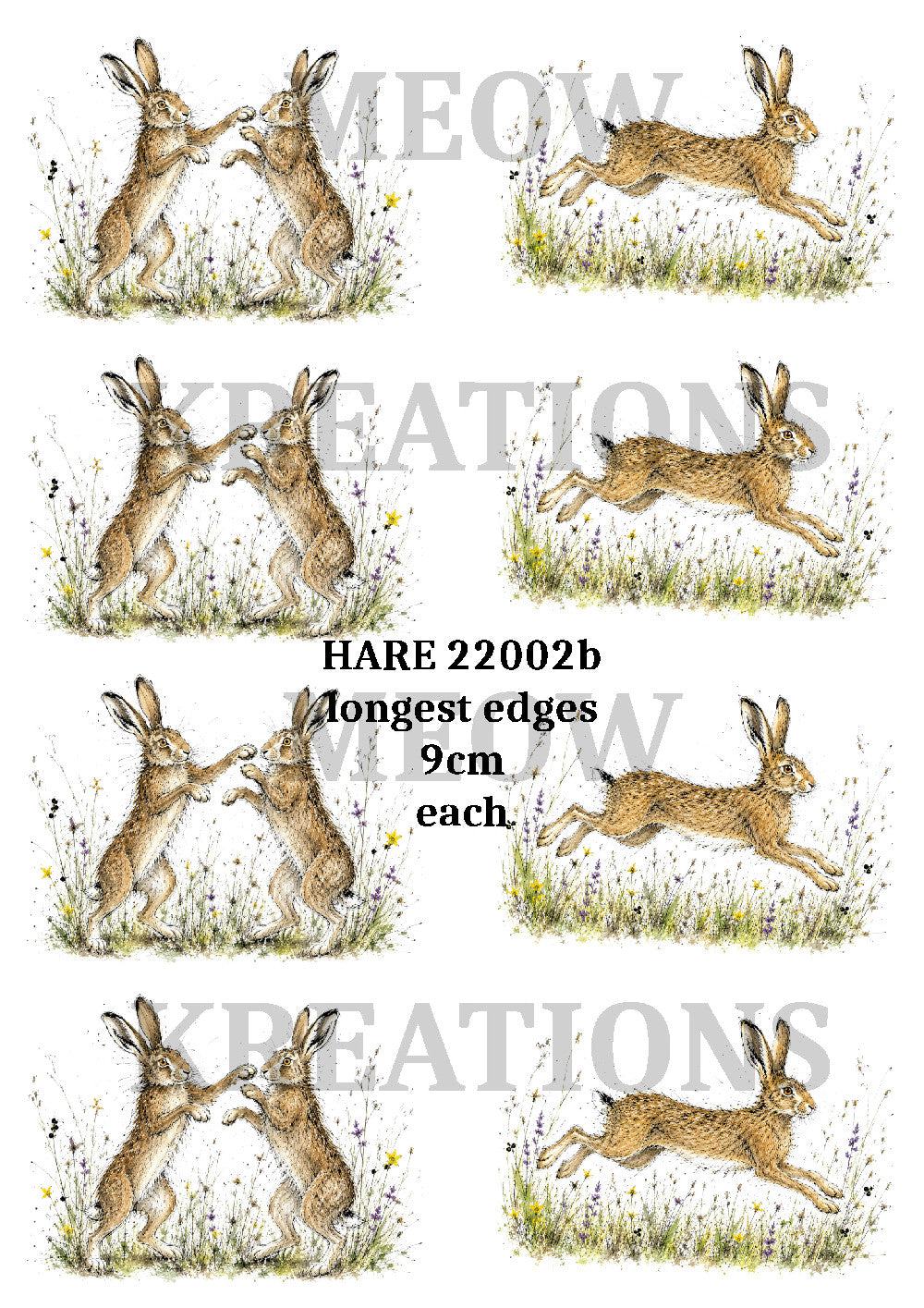 Hare in Tall Grass Decoupage Rice Paper - HARE 22002b