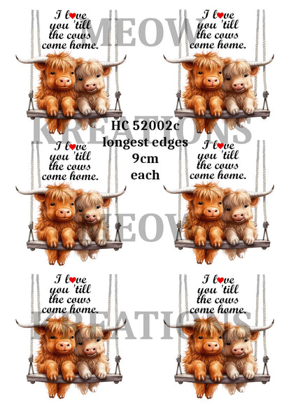 Highland Cow Decoupage Rice Paper - HC 52002c
