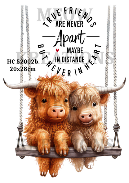 Highland Cow Friend Decoupage Rice Paper - HC 52002b