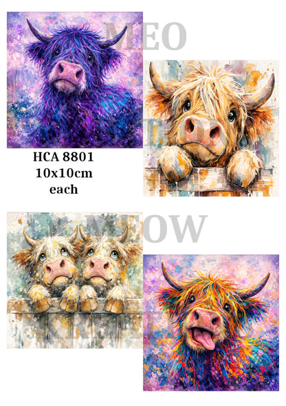 Highland Cow Decoupage Rice Paper - HCA 8801
