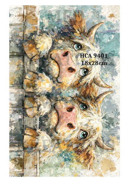 Highland Cow Decoupage Rice Paper - HCA 9401