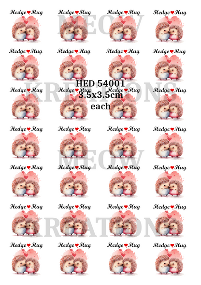 Hedgehog Hedge Hug Couple Decoupage Rice Paper - HED 54001