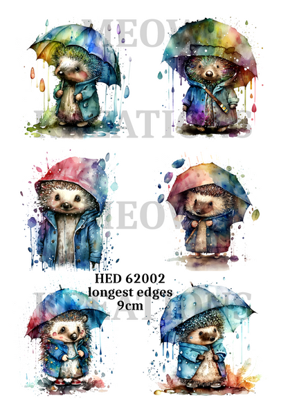 Hedgehogs in the Rain Decoupage Rice Paper - HED 62002