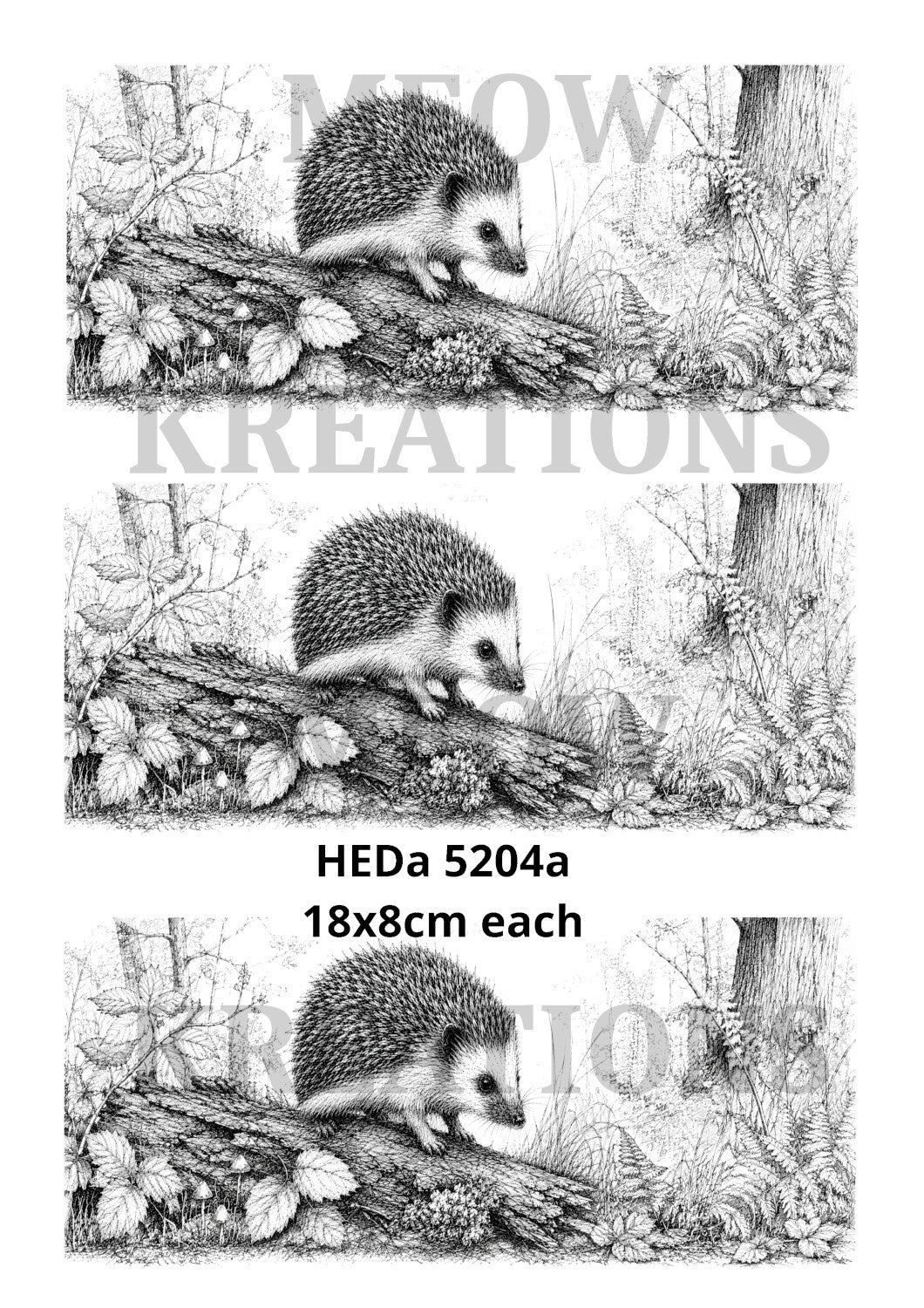 Hedgehog Woodland Wildlife Decoupage Rice Paper - HEDa 5204a