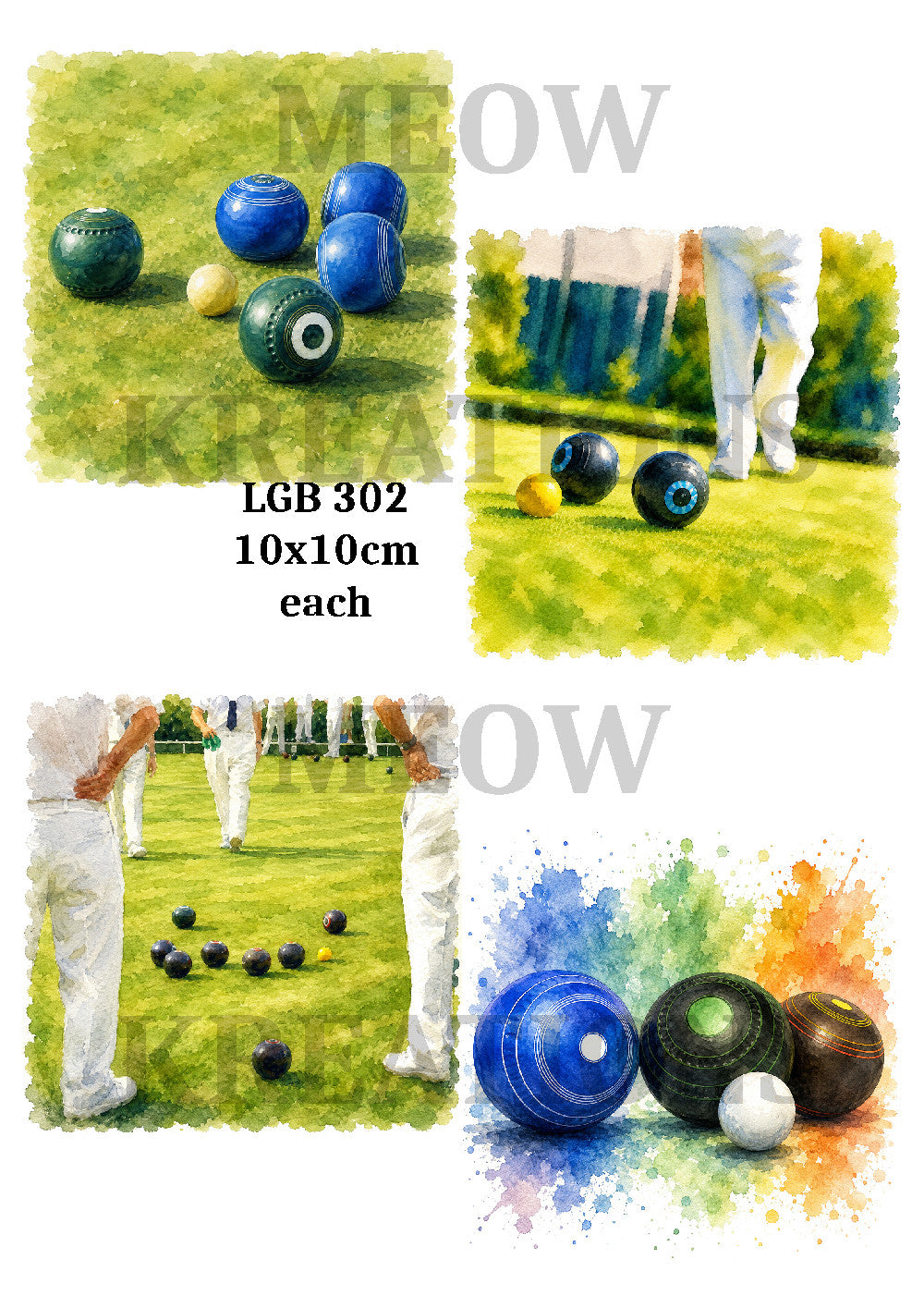 Lawn Bowls Decoupage Rice Paper - LGB 302