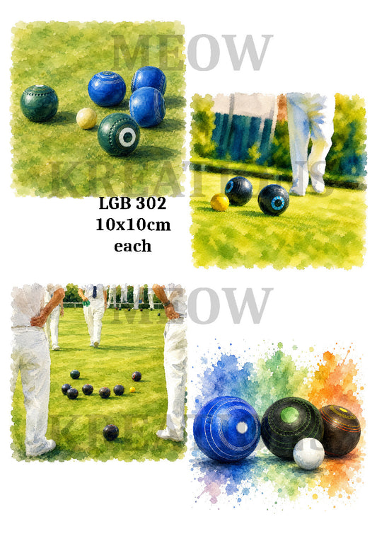 Lawn Bowls Decoupage Rice Paper - LGB 302