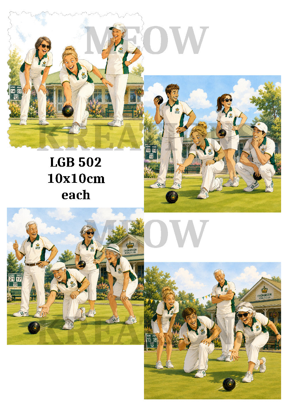 Crown Green Bowls Decoupage Rice Paper - LGB 502