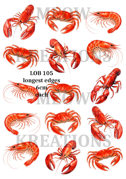 Lobsters, Crabs & Prawns Decoupage Rice Paper - LOB 105