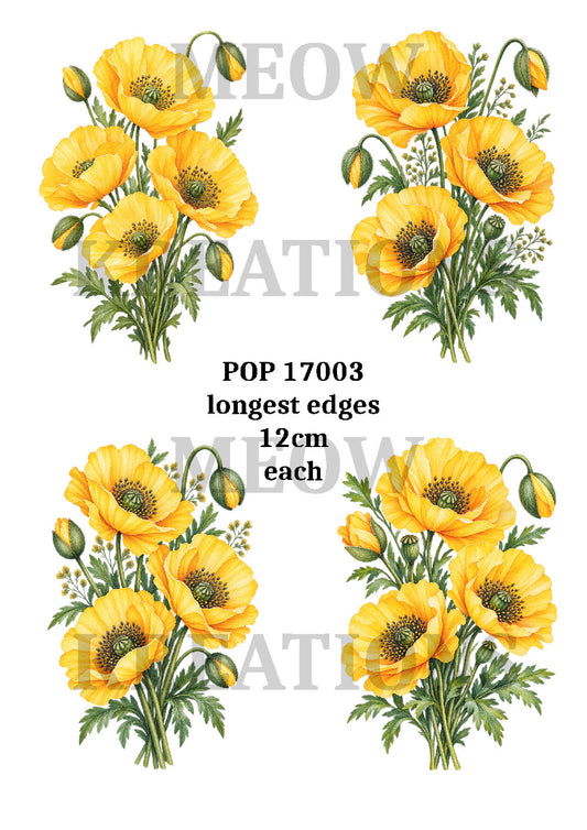 Yellow Poppies Decoupage Rice Paper - POP 17003
