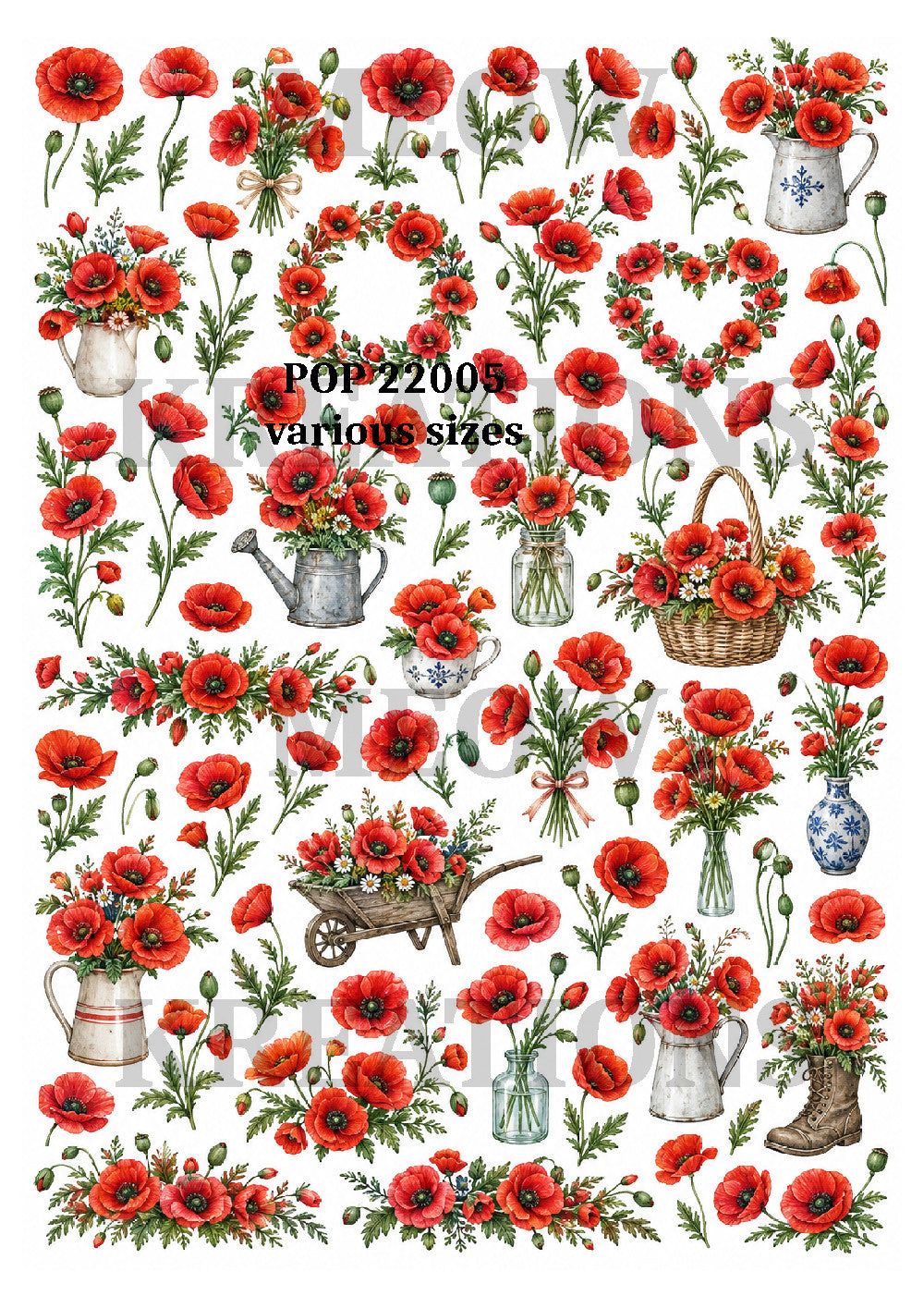 Red Poppy Collection Decoupage Rice Paper - POP 22005