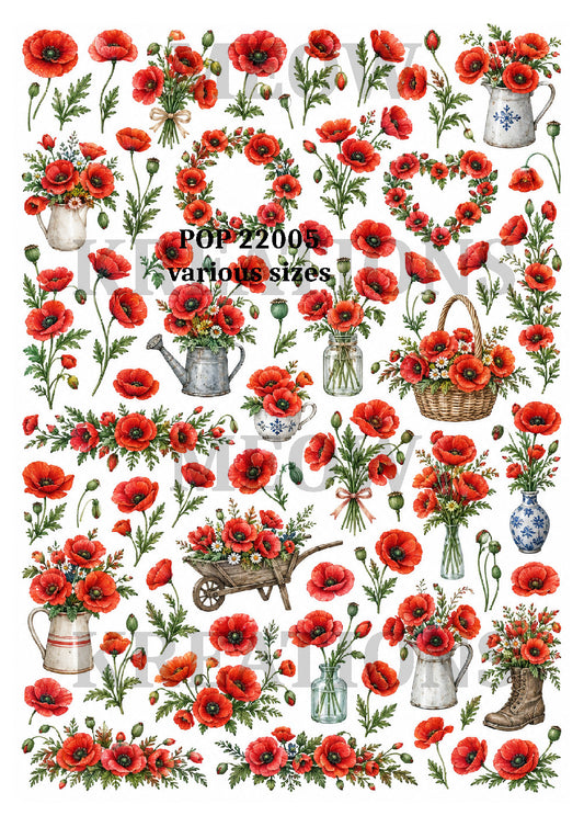 Red Poppy Collection Decoupage Rice Paper - POP 22005