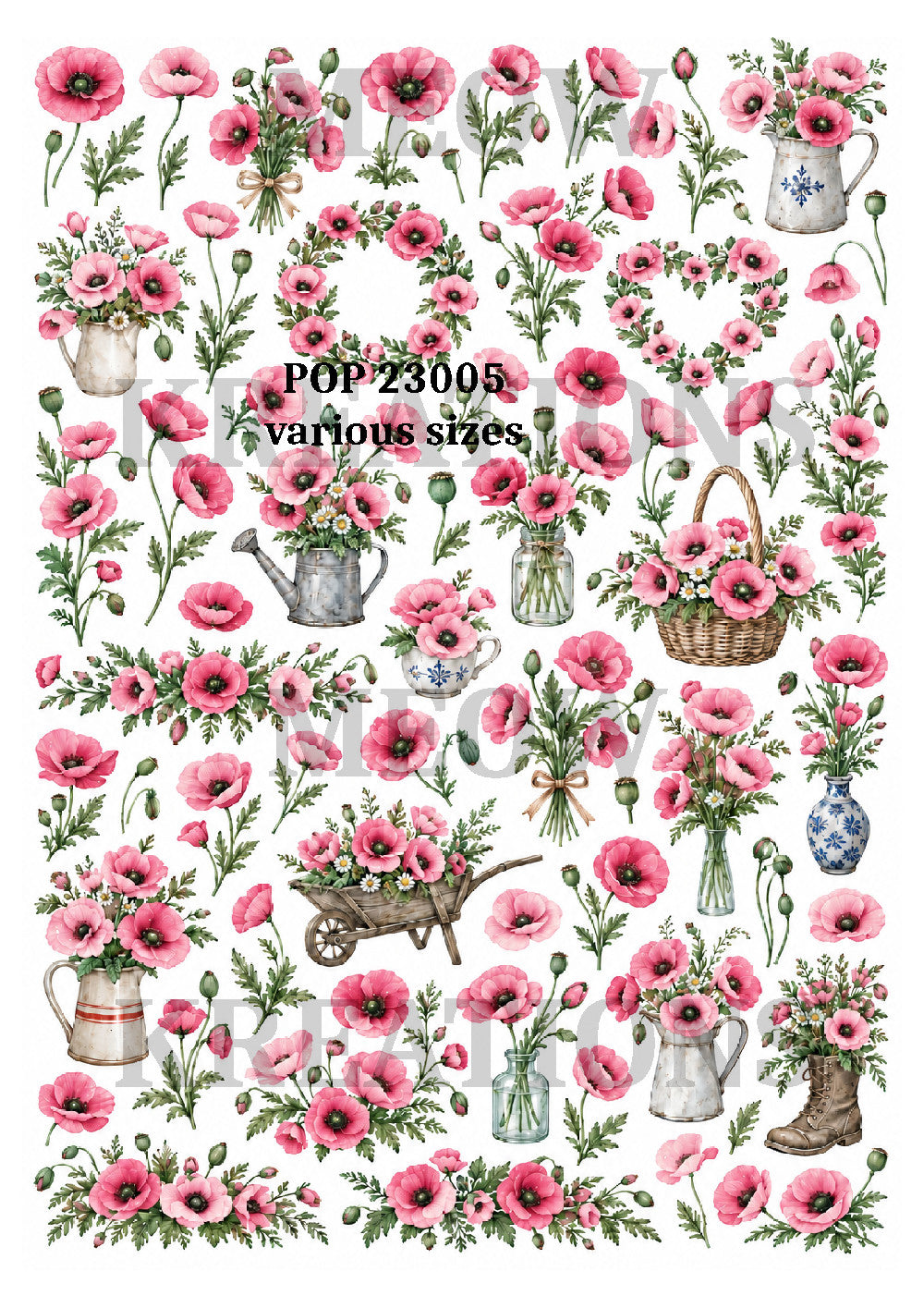 Pink Poppy Collection Decoupage Rice Paper - POP 23005