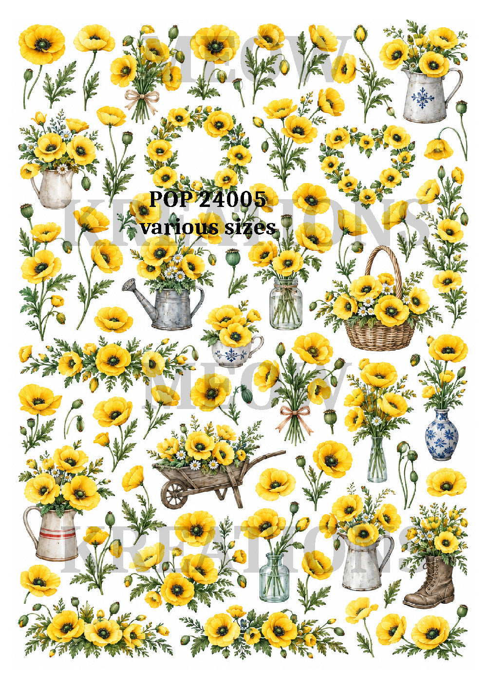 Yellow Poppy Collection Decoupage Rice Paper - POP 24005