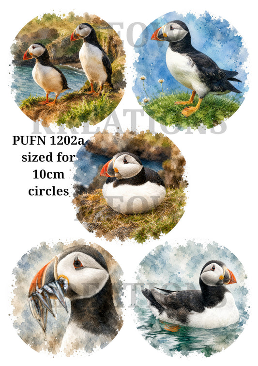 Puffin Watercolour Coastal Bird Decoupage Rice Paper – PUFN 1202a