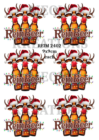 Quirky Reindeer Christmas Decoupage Rice Paper - REIM 24002